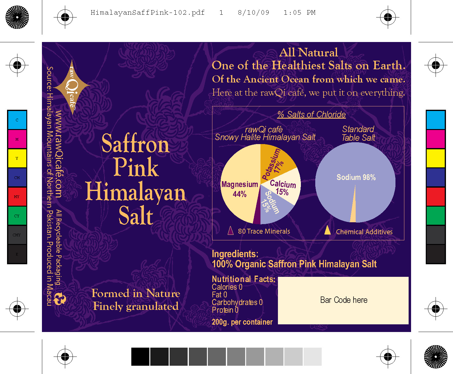 Saffron Pink Himalayan Salt label